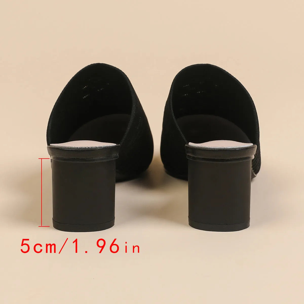 Women's pointed-toe sandals with toe cap bracket, 5cm chunky heel, fabric upper in fishing line colours on rubber sole.