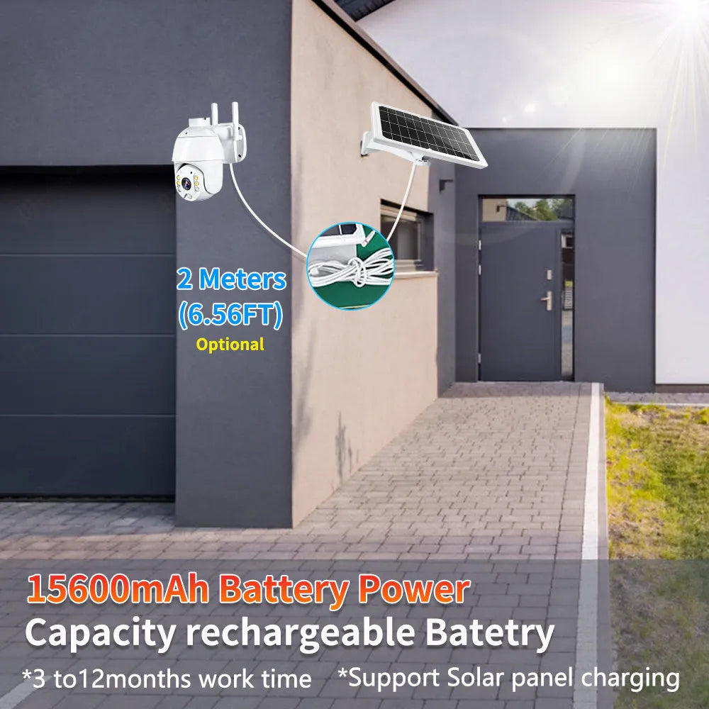 4G SIM card solar security camera 1080P outdoor PTZ dome night vision wireless LTE camera with metal shell