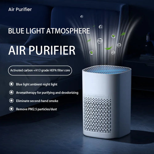 Simple style desktop air purifier with USB cable for rooms under 10 square metres.
