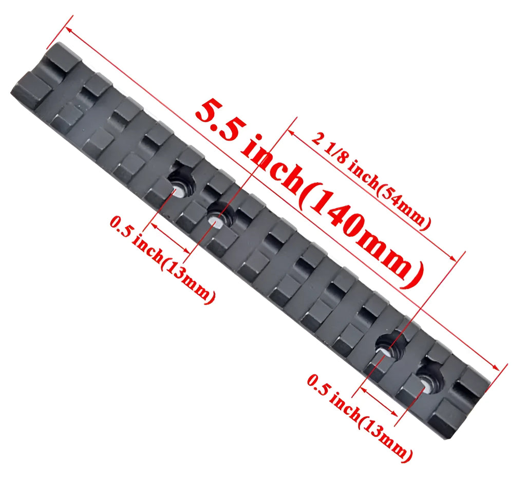 Black aluminium Picatinny rail scope mount for shotguns with screws and Allen key