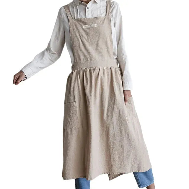 Cotton sleeveless kitchen apron in one size with plain antifouling design, available in six colours