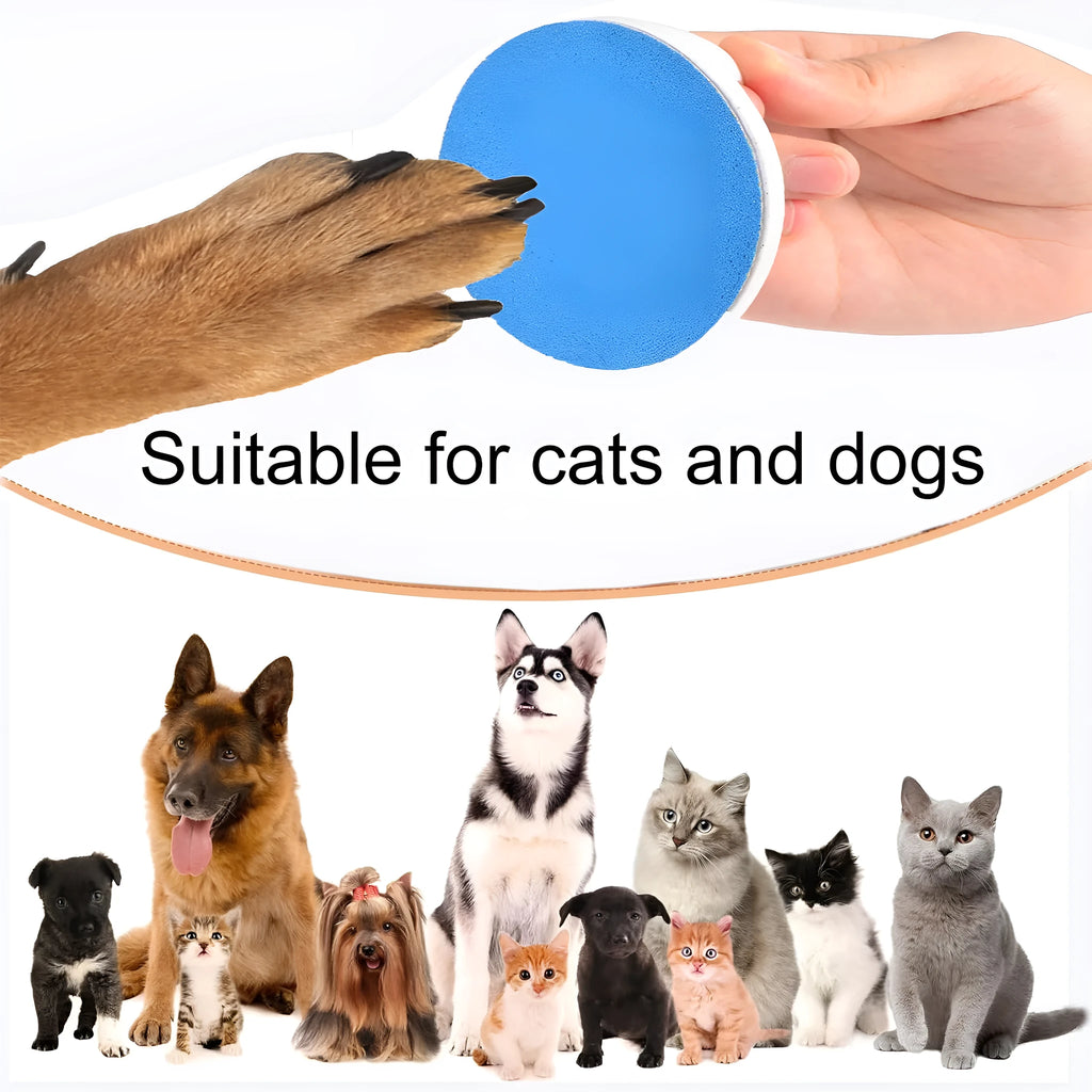 Square-shaped dog nail scratch board with ergonomic handle in choice of colours.