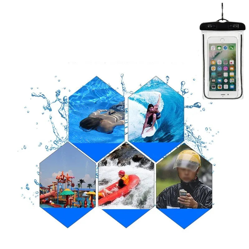 Waterproof luminous phone case in multiple colours with clear touch screen panel