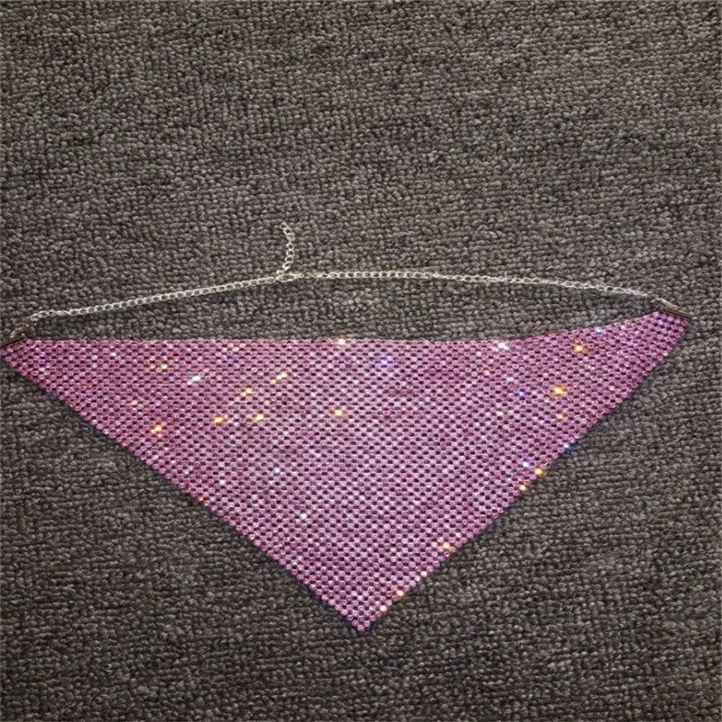 Unisex rhinestone metal necklace in non-mainstream style, available in multiple colours.