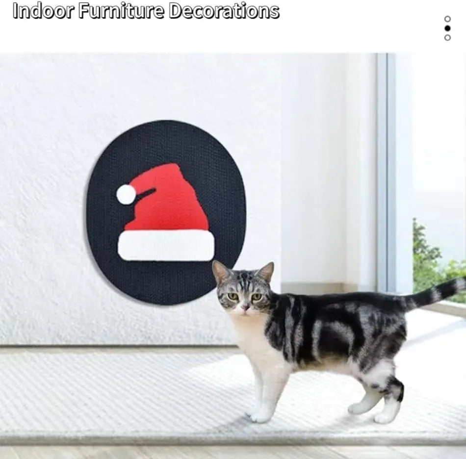 Vertical wall-mounted cat scratcher pad with corrugated cardboard surface measuring 35cm by 44cm
