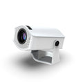 White portable 720p household projector with 1280x720 resolution, 200 ANSI lumens, 50W power, and US EU UK AU plug options