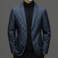 Men's cardigan-style down jacket with lapel collar in black colour