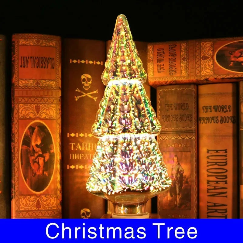 3D fireworks decorative LED light bulb with glass shell and E27 base for Christmas home decor