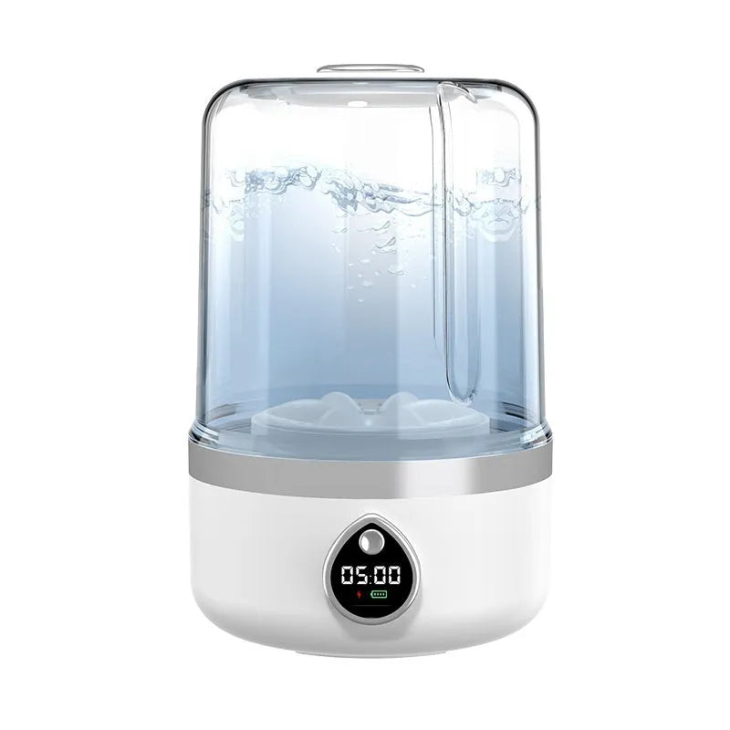 White and orange portable USB-powered mini washing machine with plastic waterproof construction