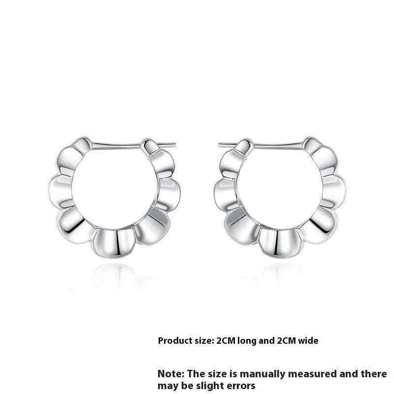 Sterling silver geometric round earrings with retro simple elegant style and electroplated finish