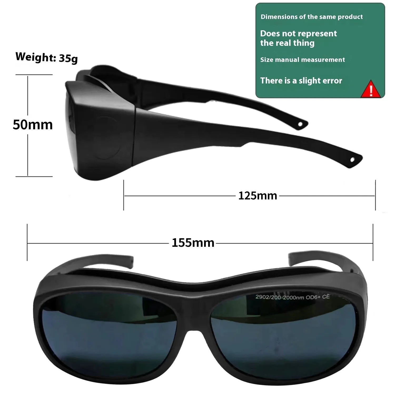 Laser protection goggles for 200-2000nm wavelength with protective case