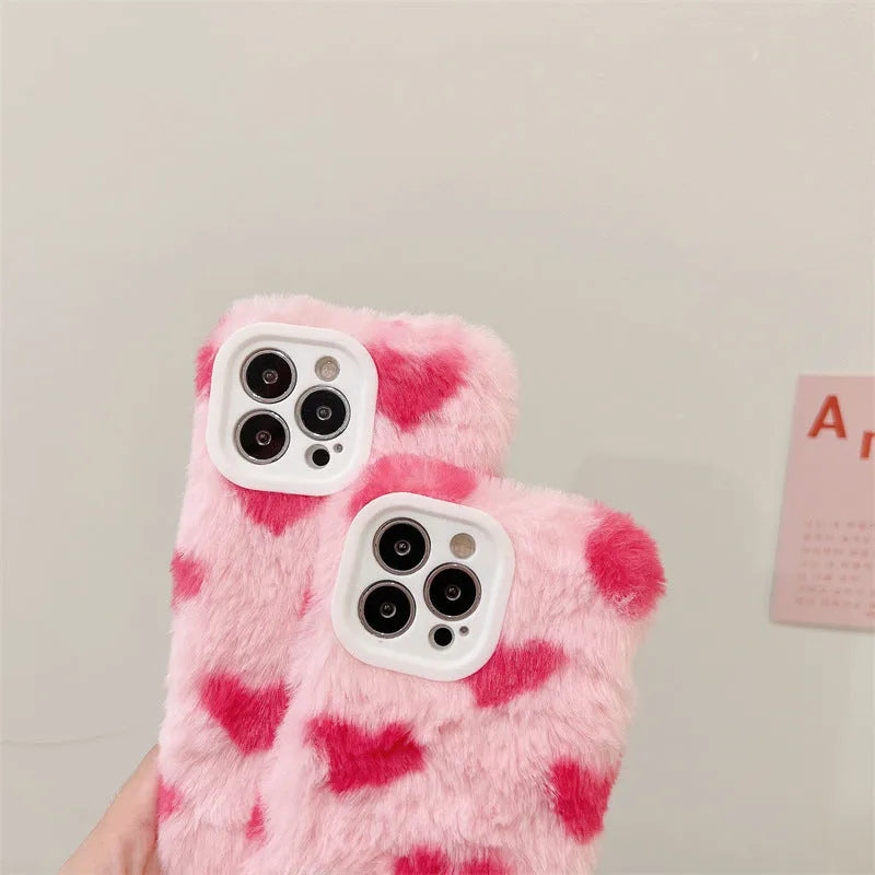 Pink silicone iPhone case with a cartoon design on the back cover.
