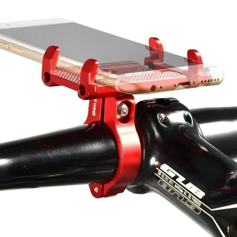 GUB Plus 6 aluminium motorcycle phone holder in black mounted on handlebars