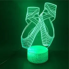 Ballet dancer shaped 3D LED night light with colourful illumination on an ABS base, featuring remote control.