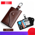 Korean-style square vertical genuine leather keycard holder showing internal key mapping structure