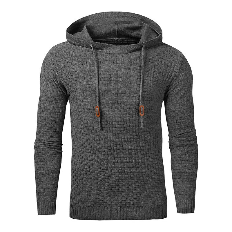 A men's hooded sweatshirt in a cotton and polyester blend, shown in one of nine available colours.