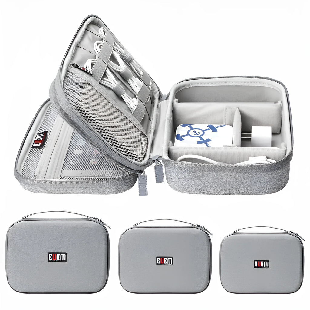 Black and grey EVA digital storage bag for headphones with hand bag shape design