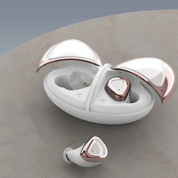 Champagne White true wireless Bluetooth headset with noise reduction, breathing light, and low latency for sports and gaming