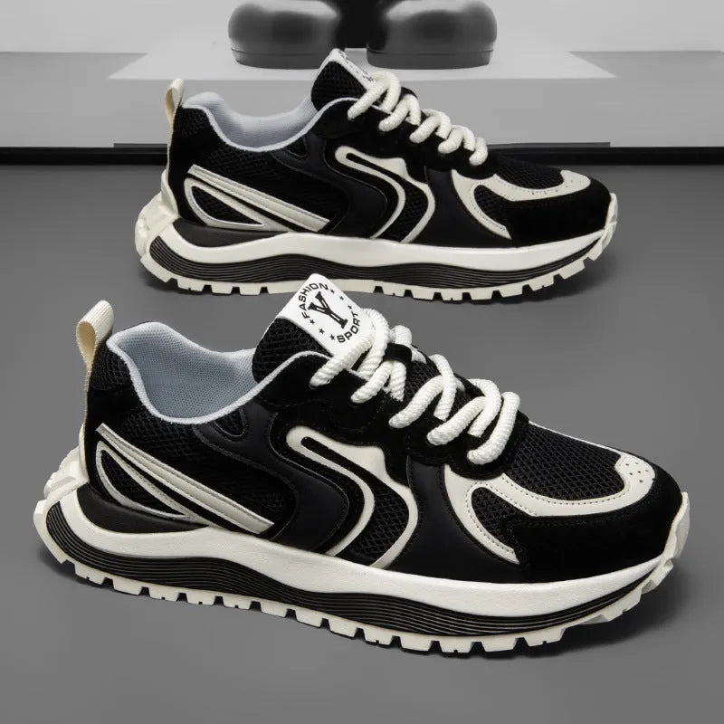 Men's casual sneakers with mesh panels and synthetic leather upper in three colour options