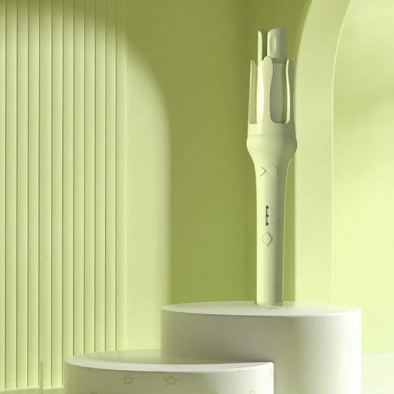 Automatic hair curler with 32mm ceramic-coated barrel in white colour variant with pink accents
