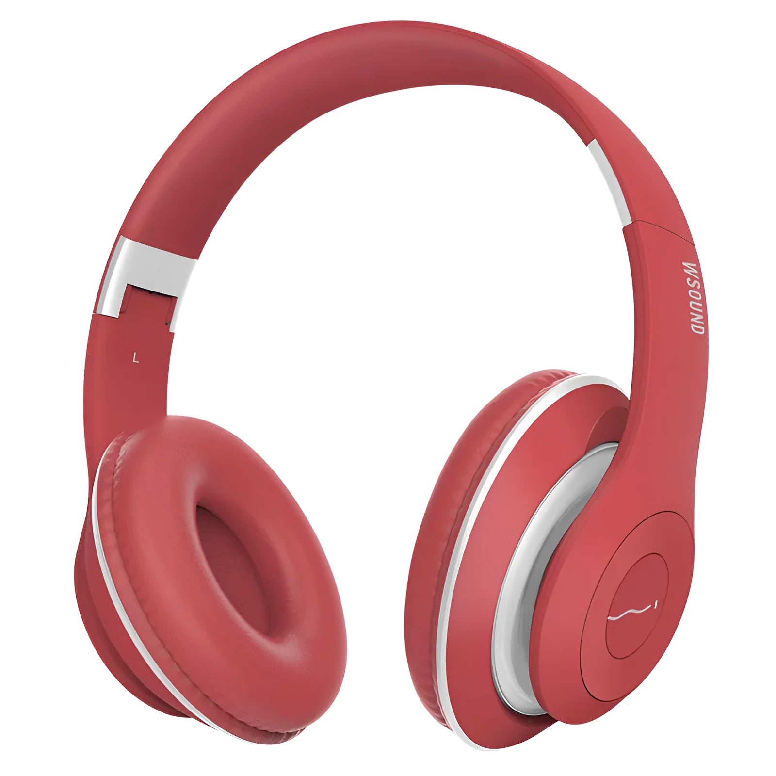 Blue and red wireless Bluetooth stereo headset with bilateral ear design