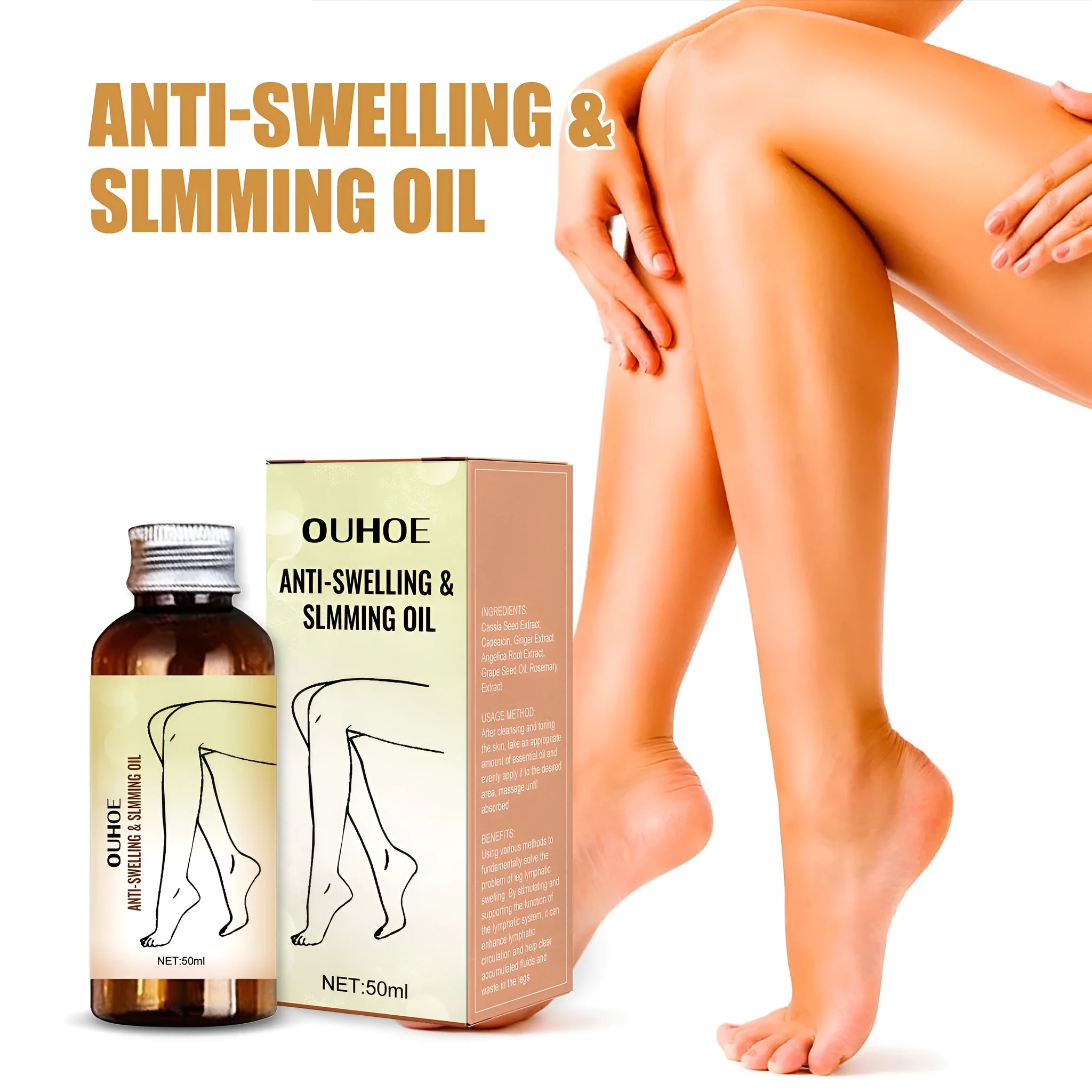 50ml bottle of moisturising body massage essential oil with botanical extracts