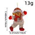 Christmas tree ornaments set with Santa, snowman, reindeer and bear figures in red and white scarves, golden balls and red bows.