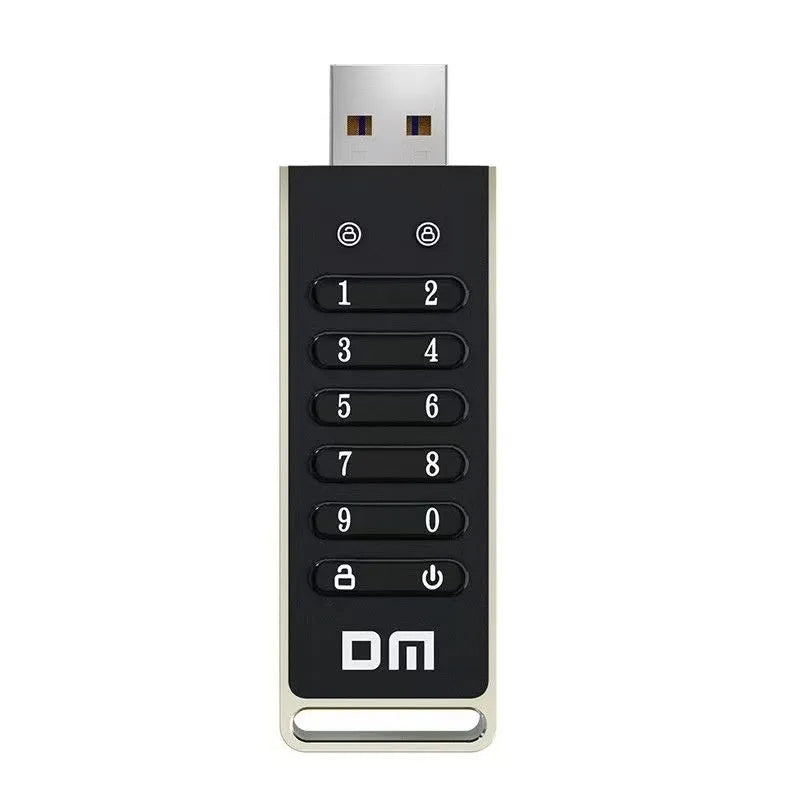 64GB USB 3.0 flash drive with fingerprint sensor and metal encryption button for file protection