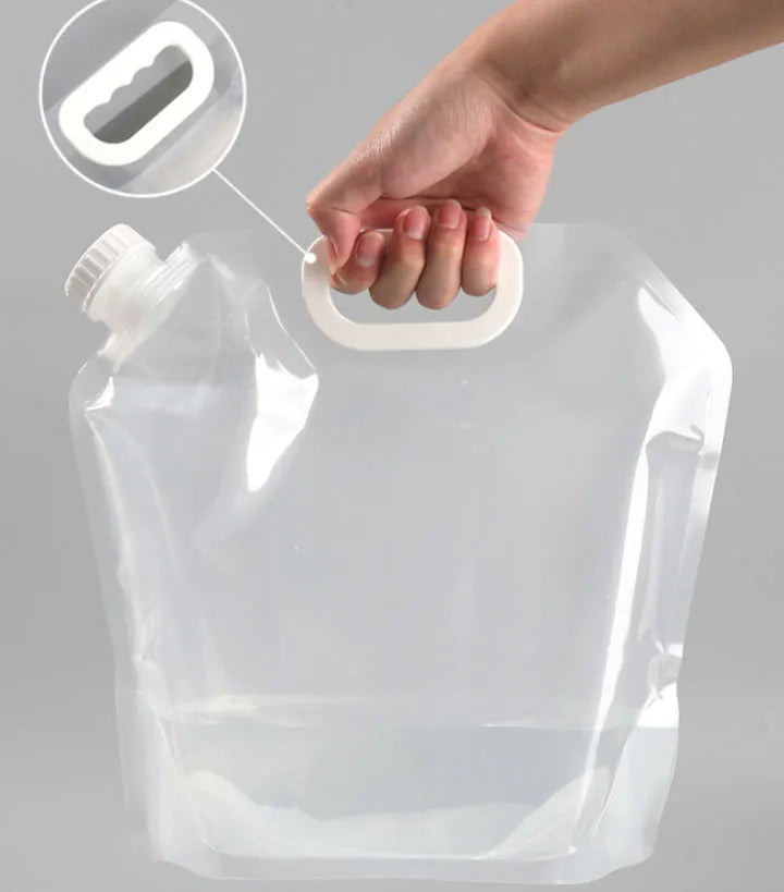 Folding water bag, transparent plastic, 5L 10L 15L capacity, double layer 40 silk, portable camping storage