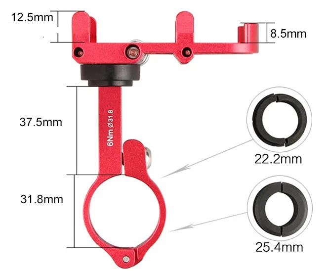 GUB Plus 6 aluminium motorcycle phone holder in black mounted on handlebars