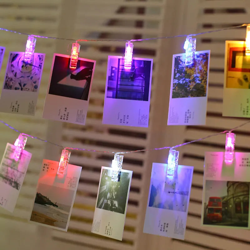 LED decorative clip light string with heart-shaped plastic clips spaced 15cm apart