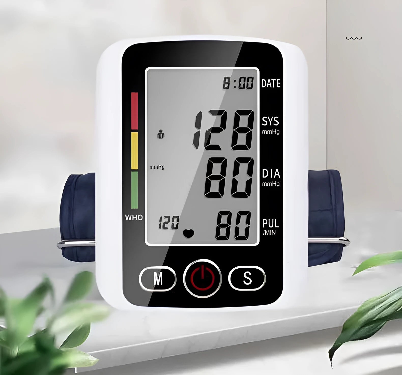 ARM type electronic blood pressure monitor with large screen display on cuff