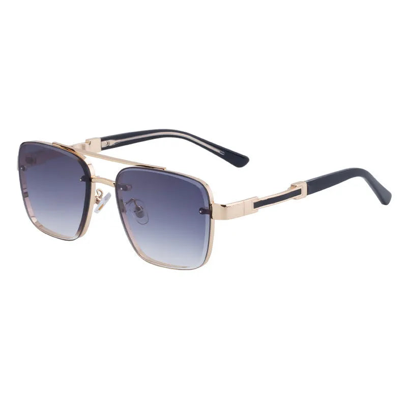 Men's vintage-style sunglasses with UV protection in gradient gold double gray colour with PC lenses