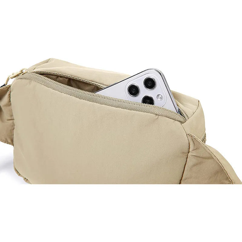 Unisex Oxford cloth crossbody phone bag, 21 x 5 x 13 cm, with front sandwich pocket, shown in five colours