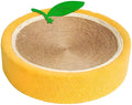 Yellow round sisal cat scratching board with concave centre for small breed cats