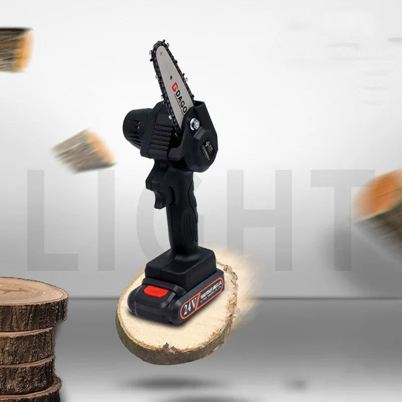 Wireless 6-inch lithium battery chain saw, EU Model 002, for garden pruning and wood cutting