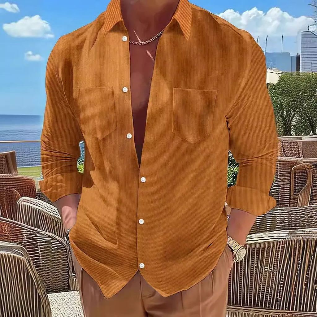 Casual Long-Sleeve Corduroy Shirt