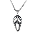 Men's silver stainless steel necklace with alloy skull pendant on chain