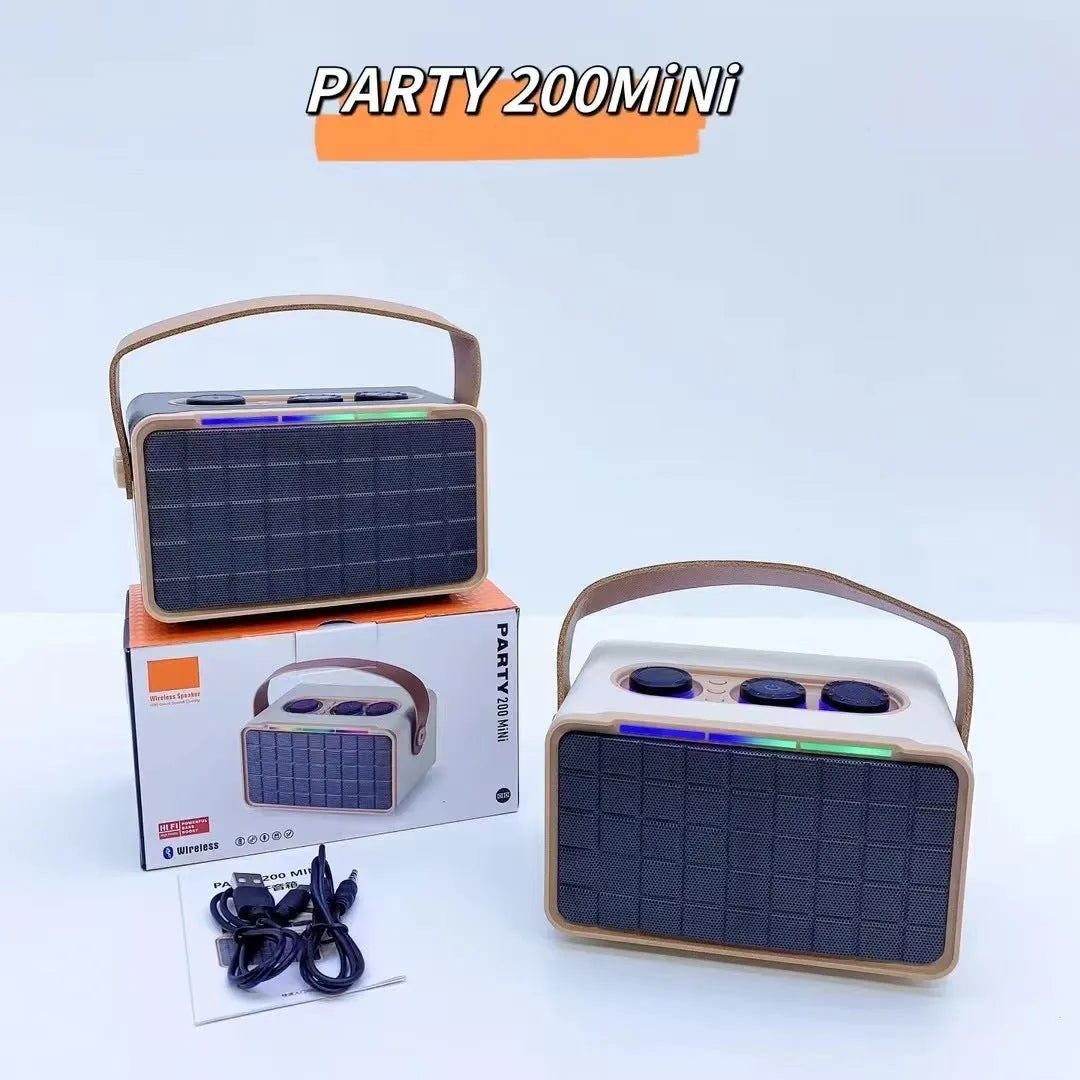 Portable outdoor Bluetooth speaker with RGB dual drivers in black, 160x97x92mm