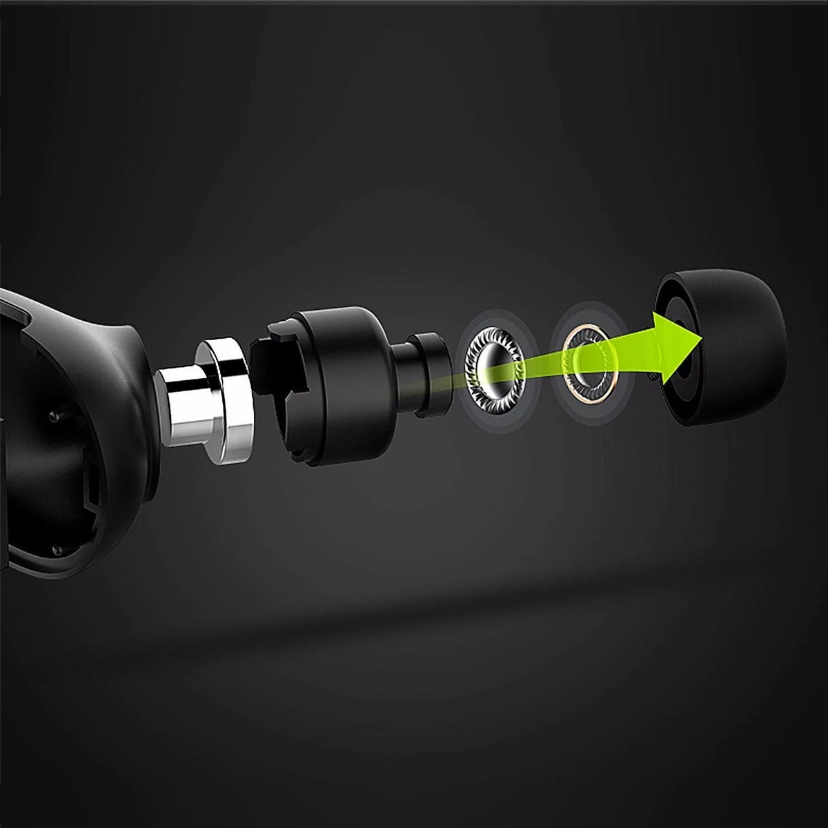 QCY Q26 black single-ear Bluetooth headset with microphone, USB cable and three earplugs