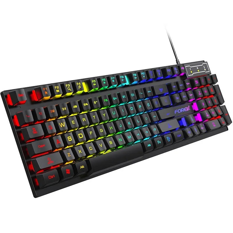 Black 104-key backlight gaming keyboard and mouse combo with ABS plastic construction