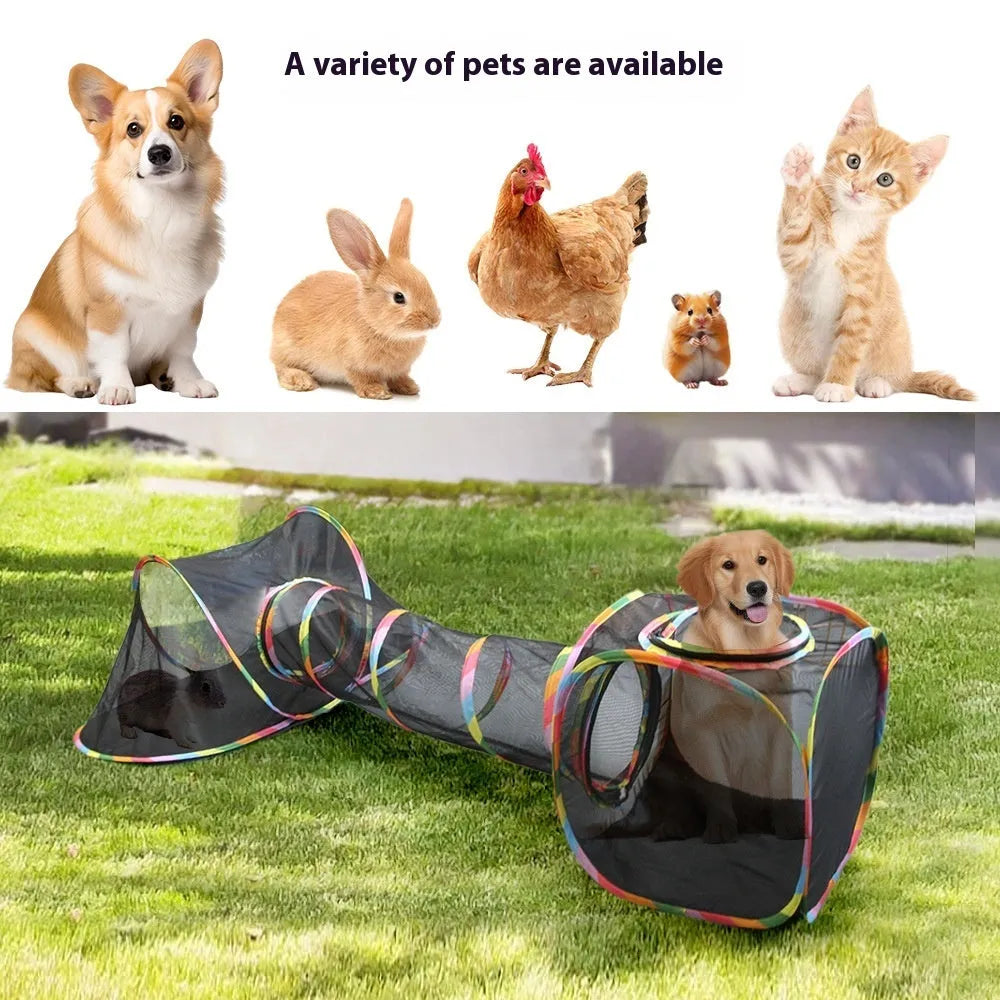 Foldable mesh cat roll cage showing hexagonal, long straight, square, tee, and tent style options