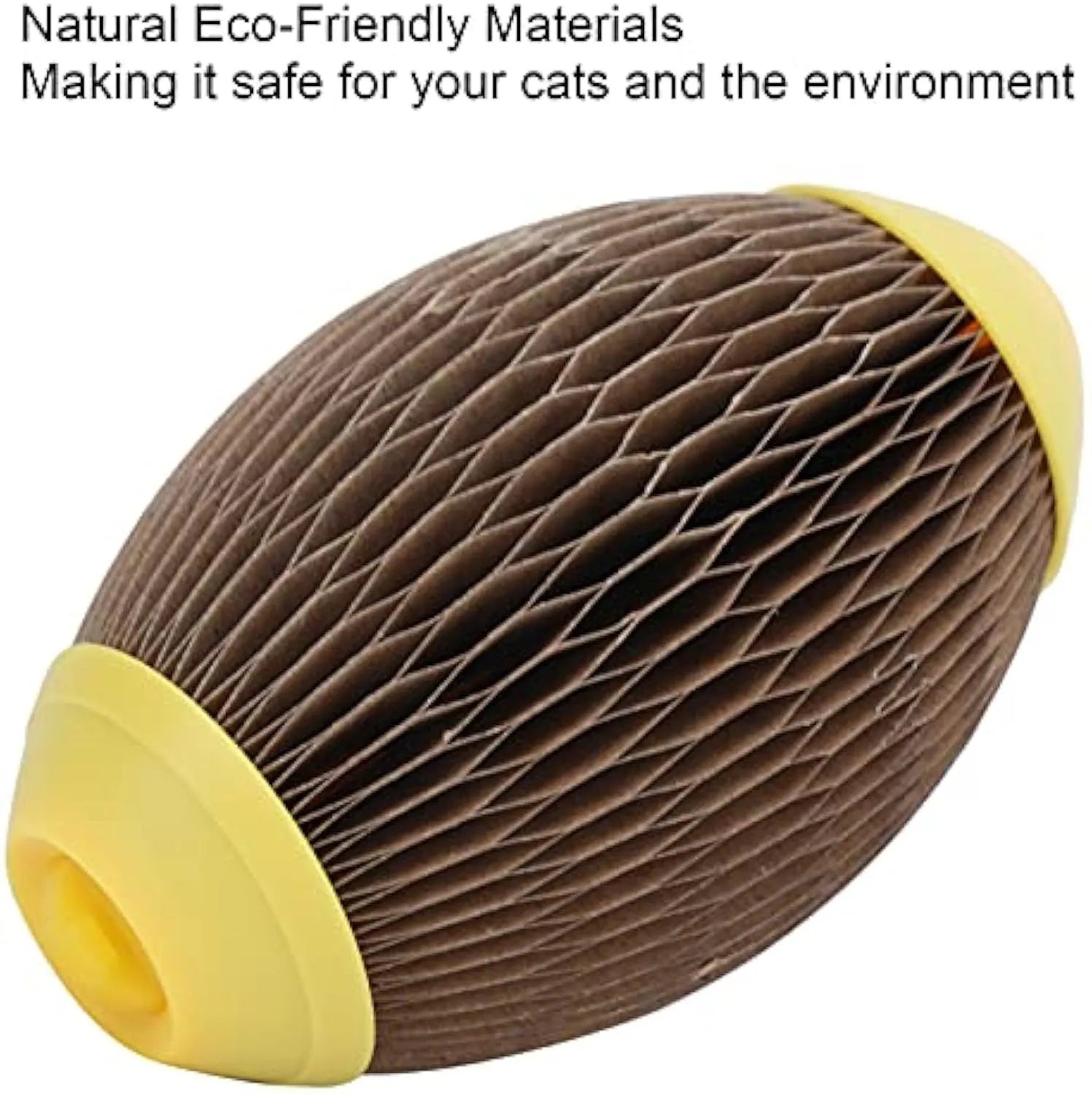 Elliptical corrugated paper catnip football toy for scratching and play