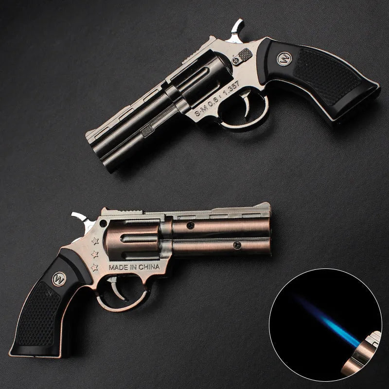 Inflatable windproof metal lighter with direct flame in black or gold, one lighter included