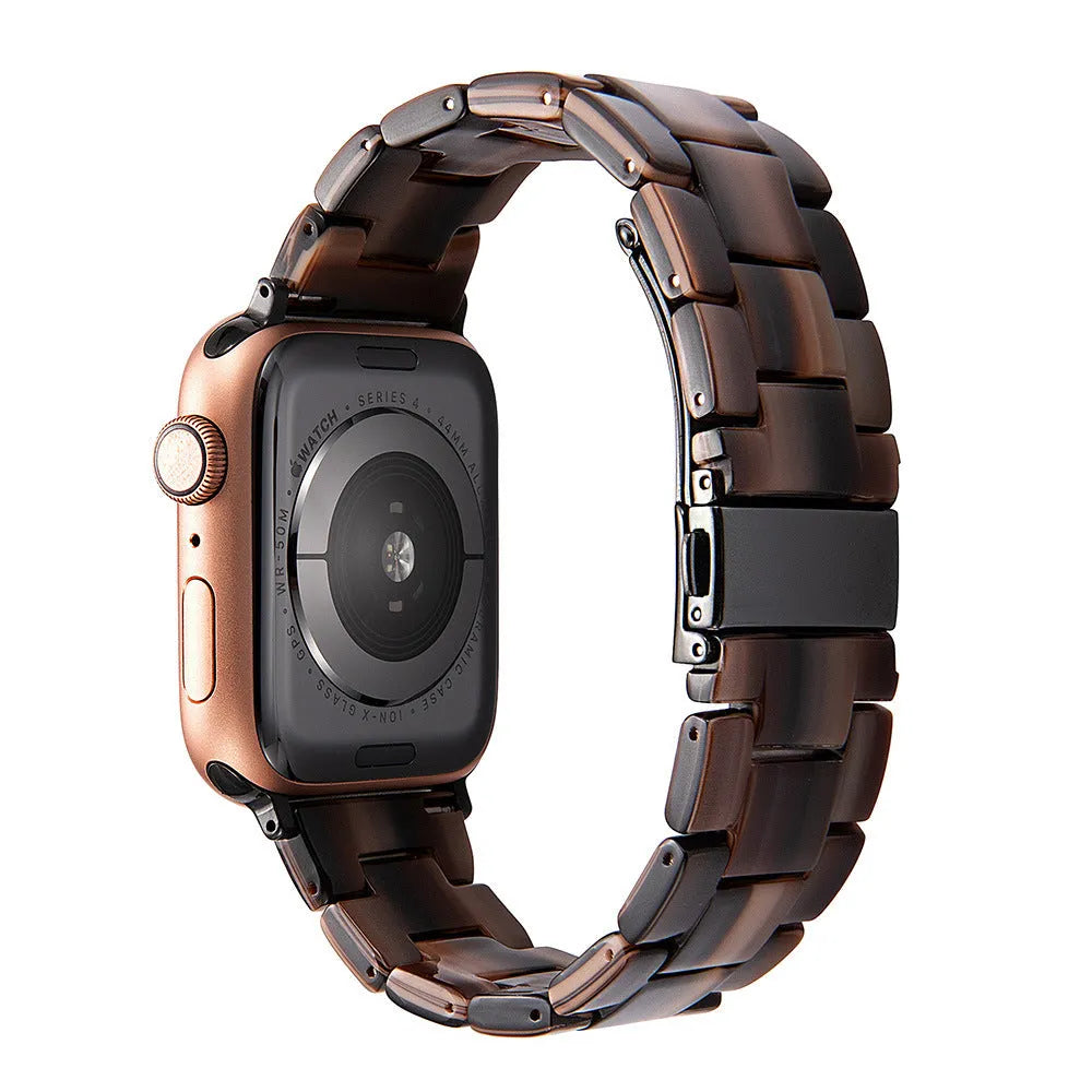 Slim resin watch strap in Army Green for Apple Watch 38-45mm with silver buckle