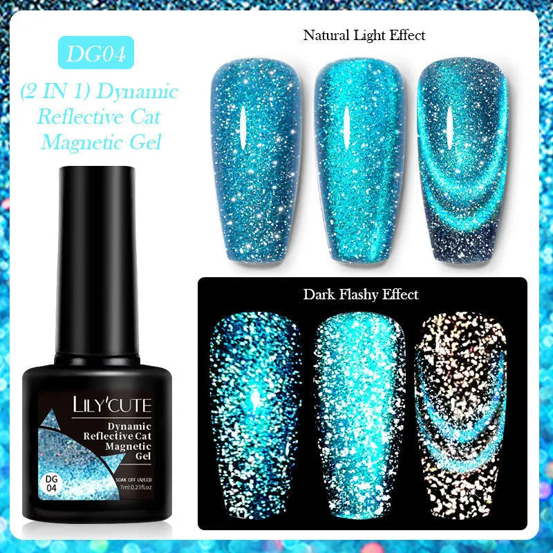 Diamond In The Debris Cat Eye Series UV Gel Polish bottle in one of six colour styles with nail glue.