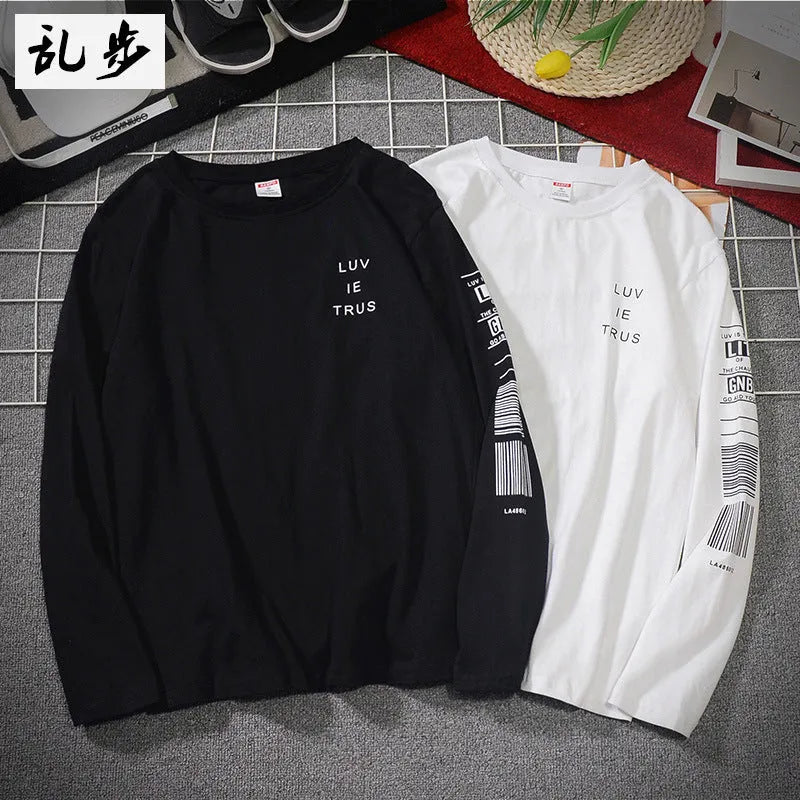 Men's long sleeve cotton shirt straight fit printed black colour