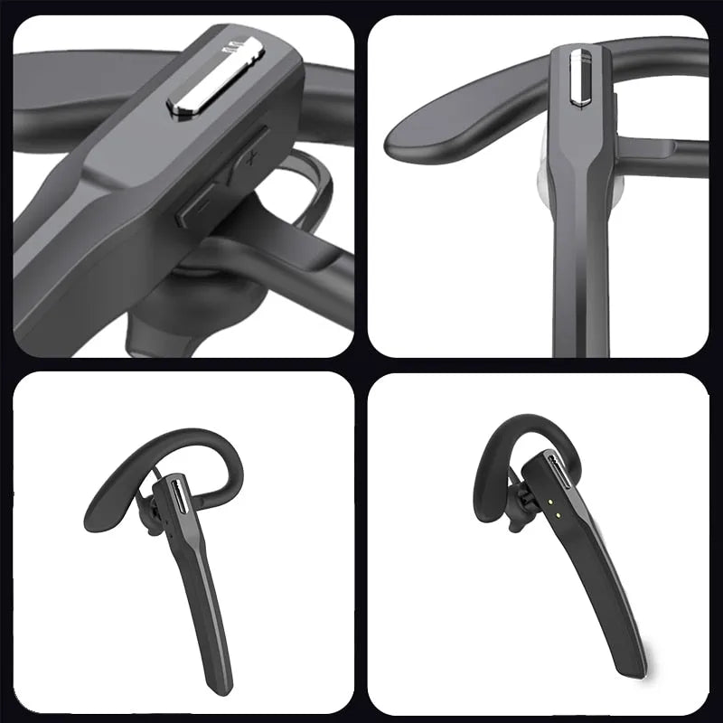 Black wireless sports Bluetooth headset with Bluetooth 5.0, stereo sound, and hanging ear type design