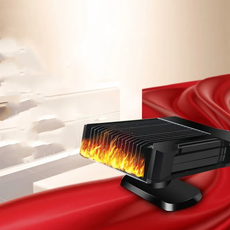 Black ABS plastic 12V car heater defroster with cigarette lighter plug for windscreen defrosting and summer fan use