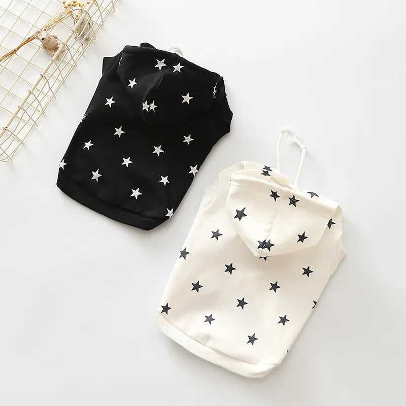 Black printed cotton casual sweater for dogs and cats available in sizes XS to XXL